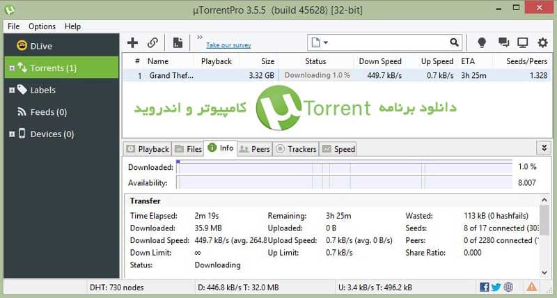 دانلود برنامه کلاینت تورنت (uTorrent) برای کامپیوتر (PC) و اندروید (Android)