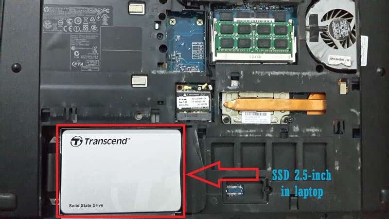هارد SSD نصب شده داخل لپ تاپ - ssd 2.5 inch in laptop