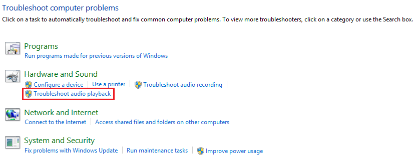 استفاده از Windows Sound Troubleshooter